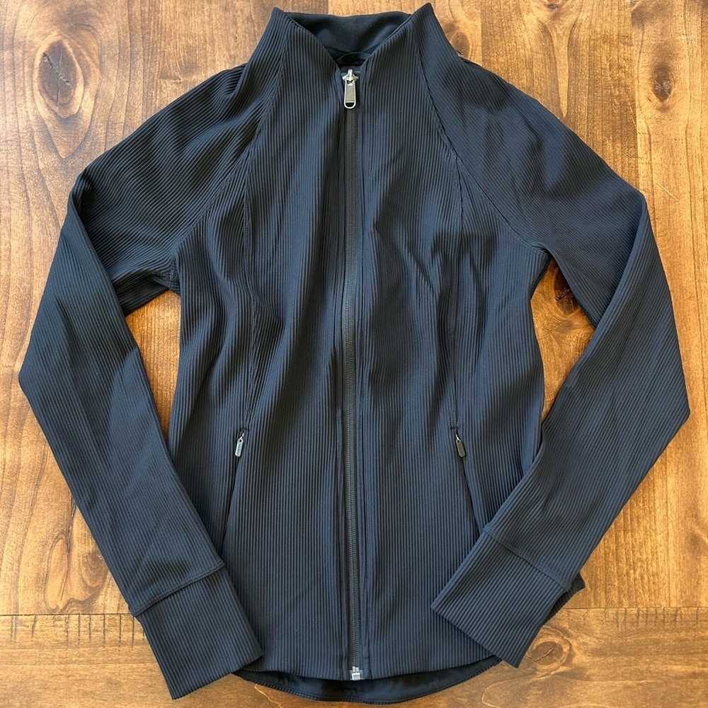 Athleta Salutation Ribbed Jacket Black Small/Petite - Picture 4 of 9